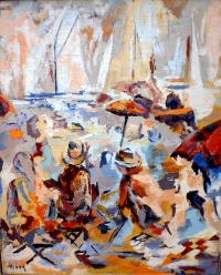 Sur la plage des Sablettes - Huile