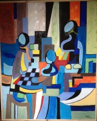Joueurs d'échecs - Huile